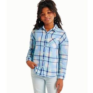 Justice Double Weave Plaid Top